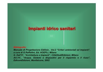 Impianti idrico sanitari - Dipartimento di Tecnologie dell'Architettura ...