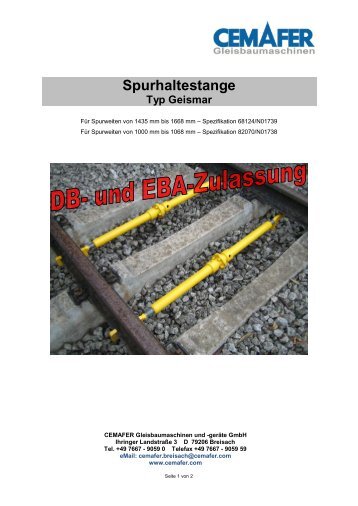 Spurhaltestange - Cemafer GmbH