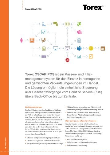 Torex OSCAR POS ist ein Kassen- und Filial - manage mentsystem ...
