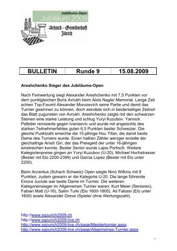 BULLETIN Runde 9 15.08.2009 - JubilÃ¤um 2009