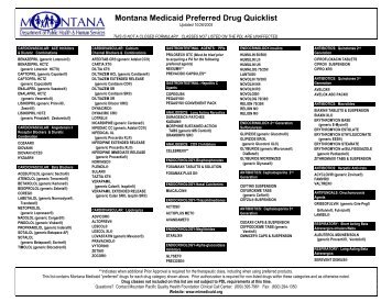 Montana Medicaid Preferred Drug Quicklist