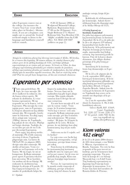 Äisdate 31, oktobro-decembro 2005 - Esperanto Association of Britain