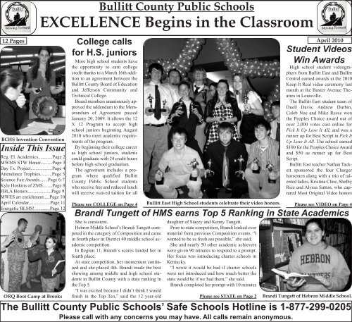 EXCELLENCE Begins in the Classroom - Bullitt County Public Schools
