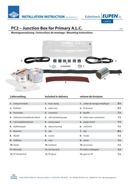 PC2 â Junction Box for Primary ALC - kabelwerk eupen ag