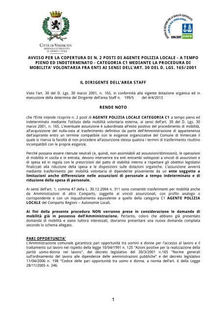 Avviso Per La Copertura Di N 2 Posti Di Agente Polizia