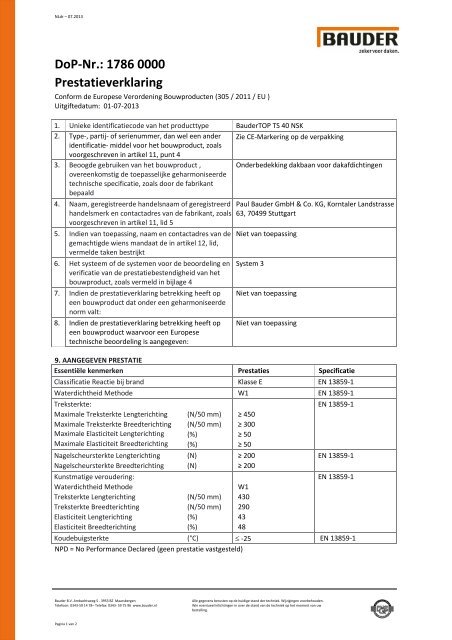 BauderTOP TS 40 NSK - DoP-No 17860000 - 0713NL - Bauder BV