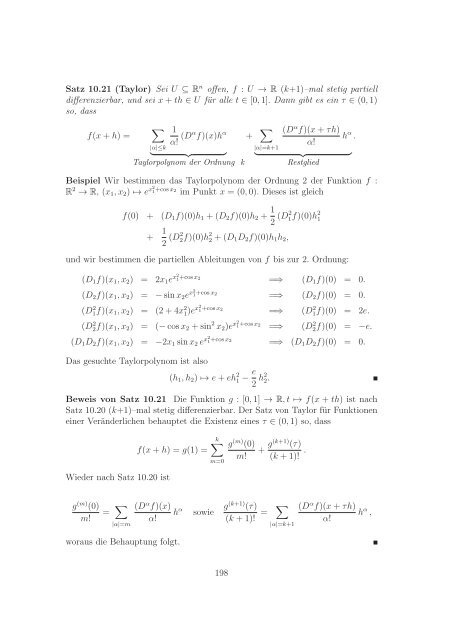 Analysis II fÃ¼r Mathematiker