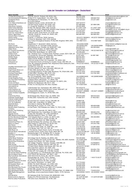 Liste der Verwalter von Liedkatalogen - Deutschland - CCLI