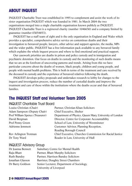 Annual Report 2005 - Inquest