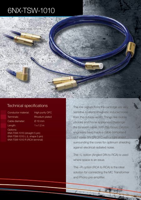 Tonearm cables Interconnect cables Speaker cables - Ortofon