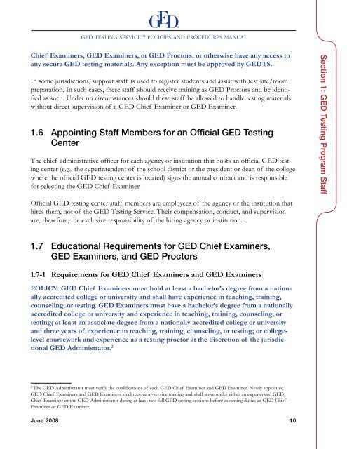 GED Testing Service Policies and Procedures Manual - acces