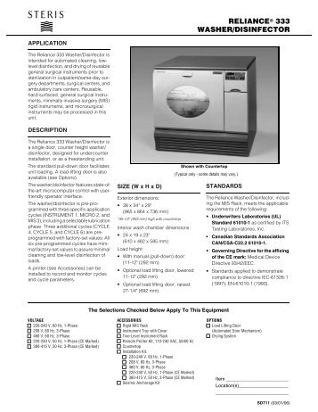 RELIANCE® 333 WASHER/DISINFECTOR - Steris