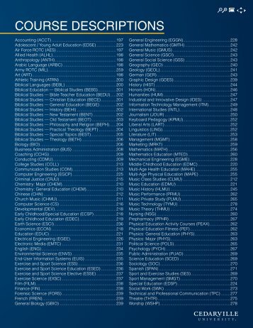 Course DesCriptions - Cedarville University