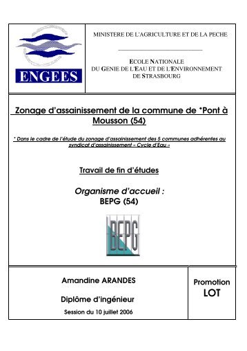 Zonage d'assainissement de la commune de *Pont Ã  ... - ENGEES