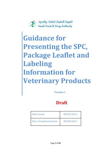 Guidance for Presenting the SPC, Package Leaflet and Labeling ...
