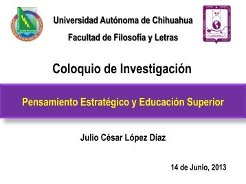 Pensamiento EstratÃ©gico y EducaciÃ³n Superior. - Facultad de ...