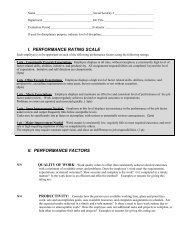 I. PERFORMANCE RATING SCALE II. PERFORMANCE FACTORS