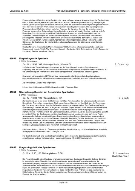 ROMANISCHES SEMINAR - koost - Universität zu Köln