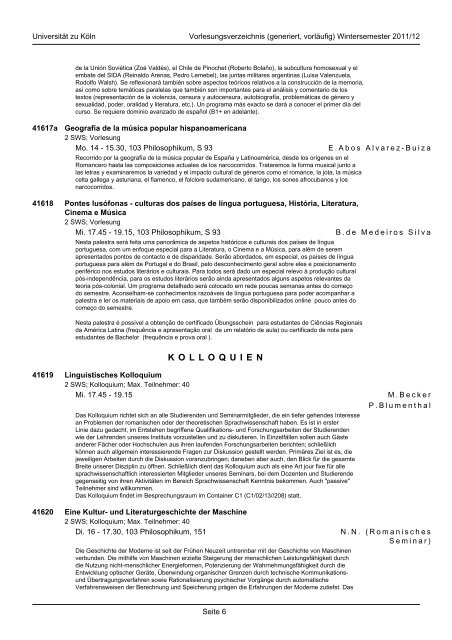 ROMANISCHES SEMINAR - koost - Universität zu Köln