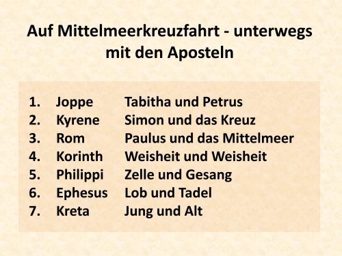 Unterwegs mit den Aposteln - Evangelische Gemeinde Wynental