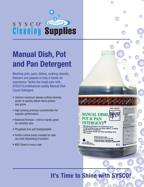 SYSCO Manual Dish, Pot and Pan Detergent