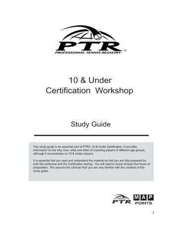 10 & Under Certification Workshop - Professional Tennis Registry