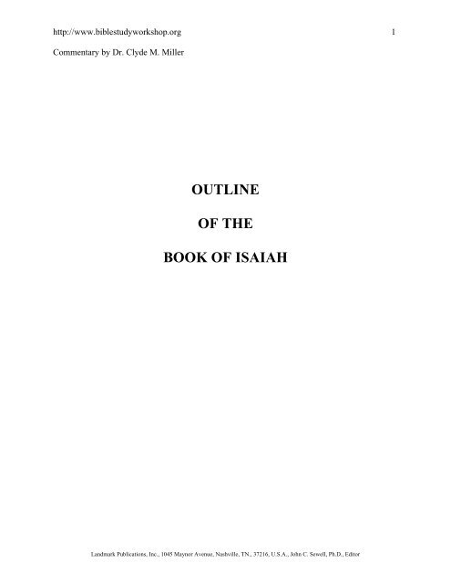 OUTLINE OF THE BOOK OF ISAIAH - Bible Study Workshop