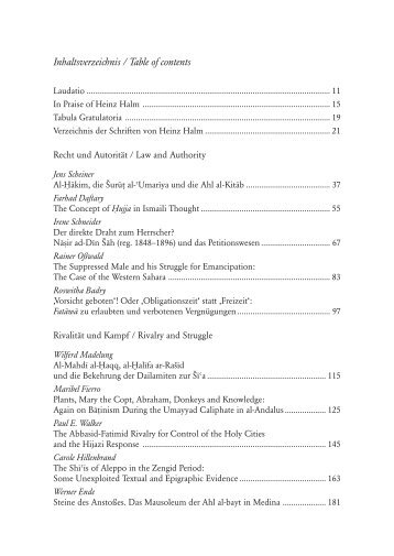 Inhaltsverzeichnis / Table of contents