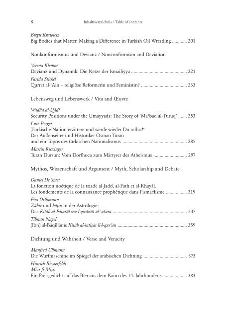 Inhaltsverzeichnis / Table of contents