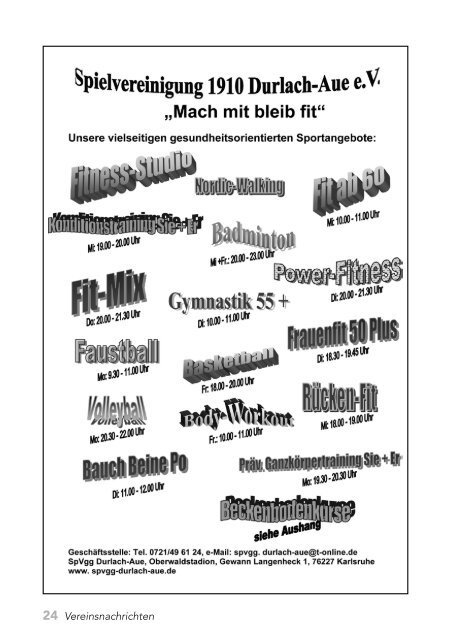 Aktivsport Gymnastik und Fitness der Spvgg - SpVgg Durlach-Aue