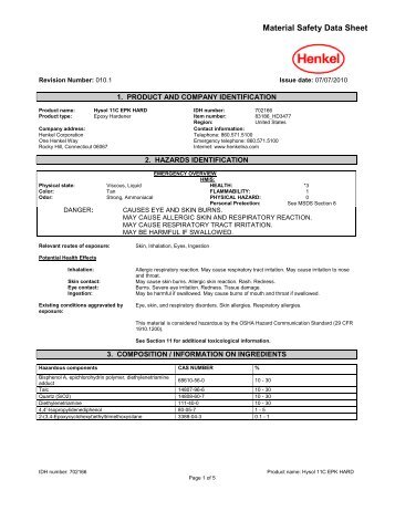 MSDS Hardener - Scott Technical Sales Company