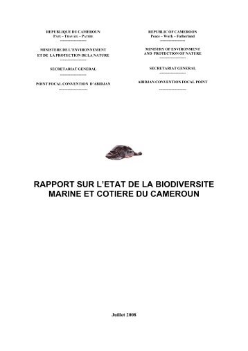 rapport sur l'etat de la biodiversite marine et cotiere du cameroun