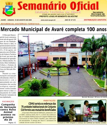 Mercado Municipal de Avaré completa 100 anos - Câmara ...