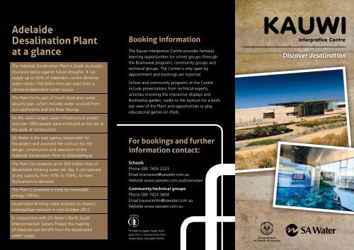 Kauwi Interpretive Centre brochure - SA Water
