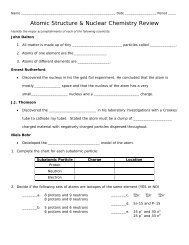 Atomic Structure & Nuclear Chemistry Review