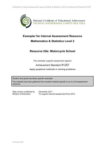 Exemplar for Internal Assessment Resource ... - 2012Maths