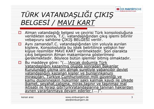 Einbürgerung – Ausbürgerung Alman vatandasligi – Türk ...