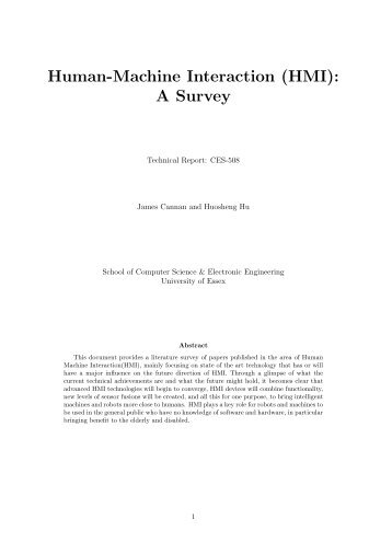 Human-Machine Interaction (HMI): A Survey - School of Computer ...