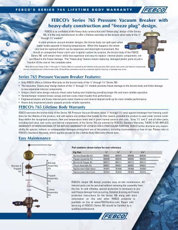 FEBCO's Series 765 Pressure Vacuum Breaker with heavy-duty ...