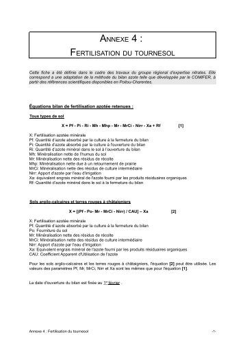 Annexe 4 - Tournesol - DRAAF Poitou-Charentes