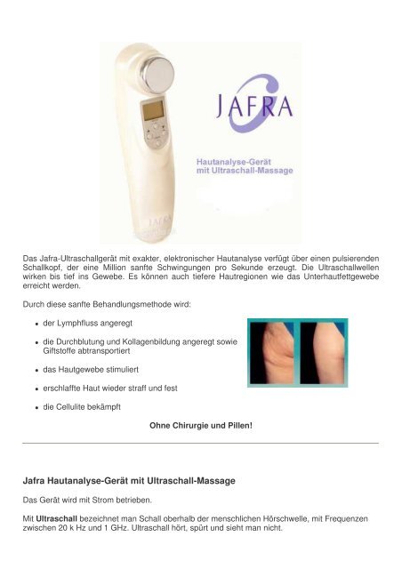 Jafra Hautanalyse-GerÃ¤t mit Ultraschall-Massage