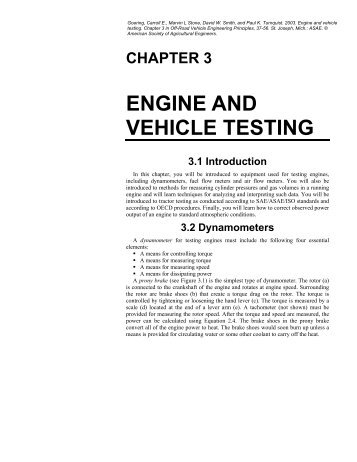 CHAPTER 3 ENGINE AND VEHICLE TESTING 3.1 Introduction