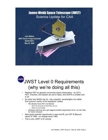 JWST Level 0 Requirements - James Webb Space Telescope - NASA