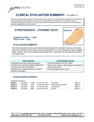 CLINICAL EVALUATION SUMMARY - CES STR F 01 - R S L Steeper