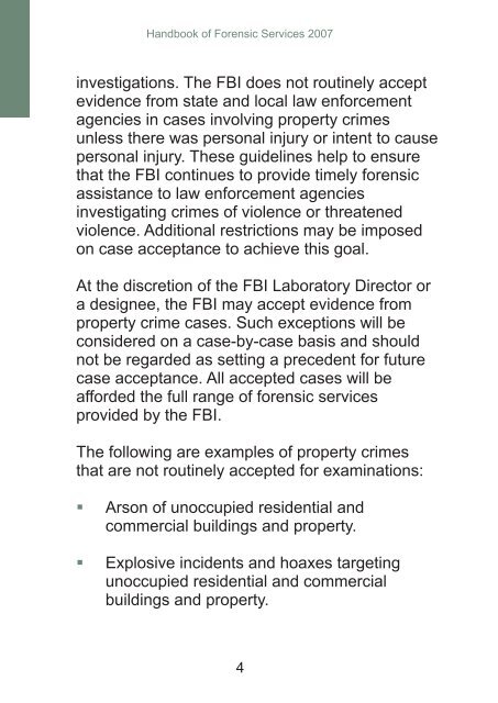 Handbook of Forensic Services (pdf) - FBI