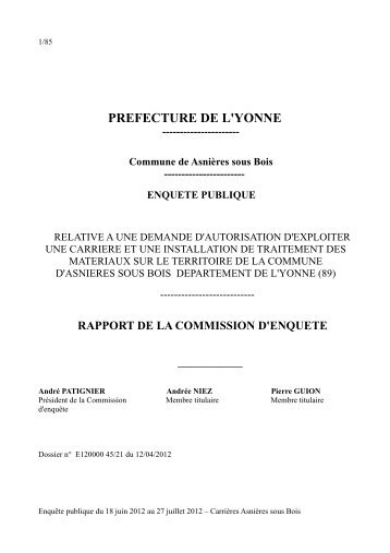 CarriÃ¨re d'AsniÃ¨res - 0,67 Mb - PrÃ©fecture de l'Yonne