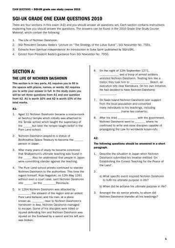 sGi-uK GRaDE onE Exam QuEstions 2010 sECtion a: