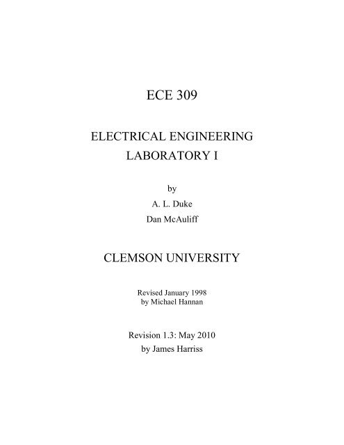 ECE 309 Lab Manual - Clemson University