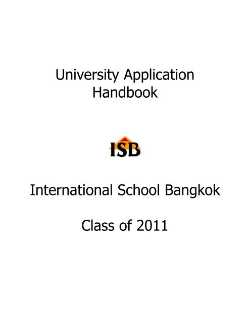 University Application Handbook International School Bangkok ...