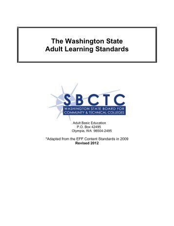 *WASHINGTON STATE Adult LEARNING STANDARDS-DRAFT #1: